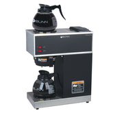 12-Cup Pourover Coffee Maker, Black, with Upper & Lower Warmers, 2 Glass Decanters, Commercial Use
