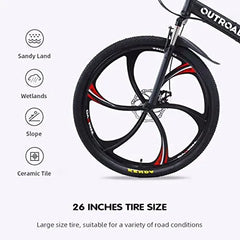26-Inch Folding Mountain Bike, 21-Speed Dual Suspension