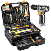 Tool Kit Box Drill Set: Home Mechanic Toolbox with 12V Power Cordless Drill