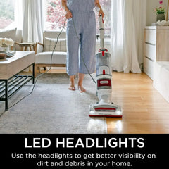 Rotator Professional Lift-Away Upright Vacuum with HEPA Filter, Swivel Steering, LED Headlights, Wide Upholstery Tool, Dusting Brush & Crevice Tool, White/Red, 12, 18, 14.
