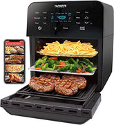 Air Fryer Oven, 15.5Qt X Large Family Size, SS Rotisserie Basket &Skewer Kit, Reversible Ultra Non Stick Grill/Griddle Plate, Powerful 1800W, Integrated Smart Thermometer,Black
