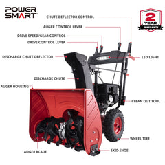 26 252CC Self-Propelled Gas Snow Blower with 120V Electric Start, Two-Stage Design