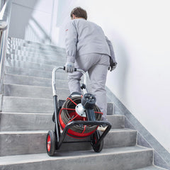 Drain Cleaner Machine 100FT x 1/2 Inch, Auto Feed Sewer Snake Auger on Wheels, 550W Portable Drain Cleaning Machine with 8 Cutters & Air-activated Foot for 2" to 4" Pipes