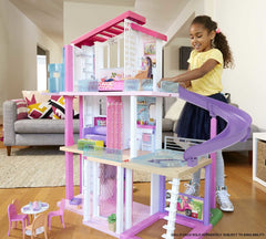Dollhouse with Elevator, Pool, Lights & 70+ Accessories 3-Story Playset