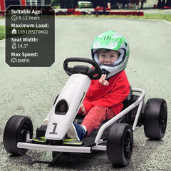 24V Electric Go-Kart for Kids Ages 8-12, Dual 300W Motors, 9Ah Battery