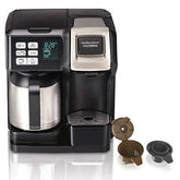 Thermal Coffee Maker, Single Serve & Full Pot, Compatible with Pods or Grounds, Programmable, Black and Stainless ()