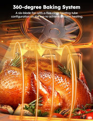 Air Fryer Oven, 15.5Qt X Large Family Size, SS Rotisserie Basket &Skewer Kit, Reversible Ultra Non Stick Grill/Griddle Plate, Powerful 1800W, Integrated Smart Thermometer,Black
