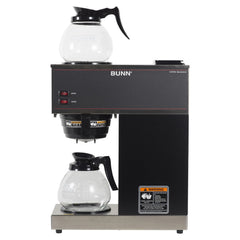 12-Cup Pourover Coffee Maker, Black, with Upper & Lower Warmers, 2 Glass Decanters, Commercial Use