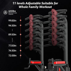 Power Tower Dip Station, Pull-Up Bar, Supine Board, Adjustable