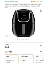 Air Fryer Multi-Cooker, Roast/Bake/Dehydrate/Reheat, Non-Stick Basket, Includes Cookbook