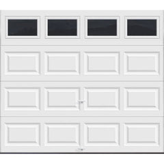 Insulated Garage Door 97 ft, R-Value 6.5, White with Plain Window