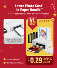 46 Photo Printer with Wi-Fi, 100 Sheets, Thermal-Dye Sublimation, for iPhone & Android