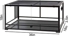 50 Gallon Reptile Glass Terrarium Tank Double Hinge Door with Screen Ventilation Large Reptile Terrarium 36" x 18" x 18"(Knock-Down)