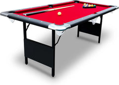 6 Ft Portable Pool Table, Adults Folding Billiards Tables for Game Room with Easy Foldable Storage, Includes Full Set of Billiard Balls, Cues, Chalk & Brush - bil870151