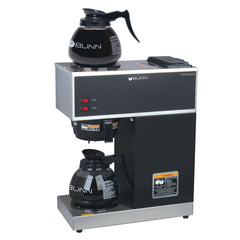 12-Cup Pourover Coffee Maker, Black, with Upper & Lower Warmers, 2 Glass Decanters, Commercial Use