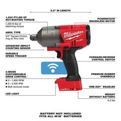 18V Lithium Ion Brushless Cordless 3/4 in. Impact Wrench with Friction (Tool Only) 20