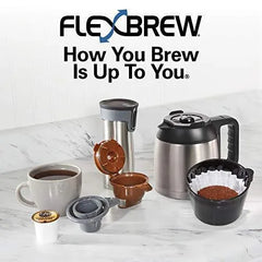 Thermal Coffee Maker, Single Serve & Full Pot, Compatible with Pods or Grounds, Programmable, Black and Stainless ()
