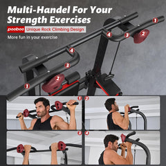 Power Tower Dip Station, Pull-Up Bar, Supine Board, Adjustable