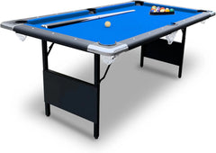 6 Ft Portable Pool Table, Adults Folding Billiards Tables for Game Room with Easy Foldable Storage, Includes Full Set of Billiard Balls, Cues, Chalk & Brush - bil870151