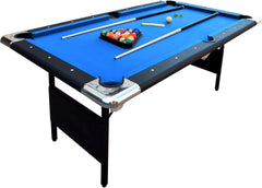 6 Ft Portable Pool Table, Adults Folding Billiards Tables for Game Room with Easy Foldable Storage, Includes Full Set of Billiard Balls, Cues, Chalk & Brush - bil870151