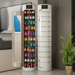 Large-capacity multi-layer rotating disinfection shoe cabinet [with mirror + deodorizer]