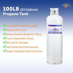 100Lb Steel Propane Tank Cylinder with Pol Valve - valve108270_163892