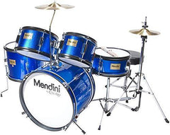By Drum Set For Kids/Junior – 16 Inch, 5 Piece, Blue Metallic – Starter Drums Kit w/Adjustable Throne, Cymbal, Pedal & Drumsticks – MJDS 5 BL