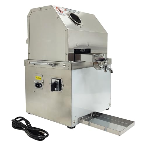 110V Electric Sugar Cane Press Juicer Machine, 800W Stainless Steel Desktop Sugarcane Juicing Crusher Extractor, with 3 Rollers for Home and Commercial