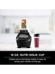 1500W, 4 Functions for Smoothies, Processing, Dough, Drinks & More, with 72 oz.* Blender Pitcher, 64 oz. Processor Bowl, (2) 16 oz. To Go Cups & (2) Lids, Black