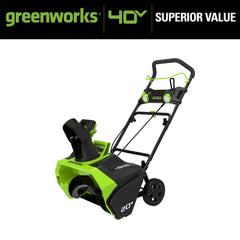 40V 20-Inch Cordless Brushless Snow Blower with 4.0 Ah Battery & Charger, LED Lights, 180° Chute