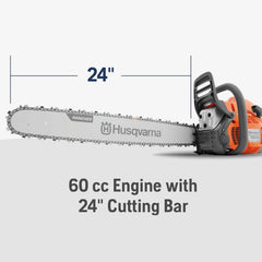 60.3cc 3.6-HP 2-Cycle Gas Chainsaw with 24-Inch Bar - 460