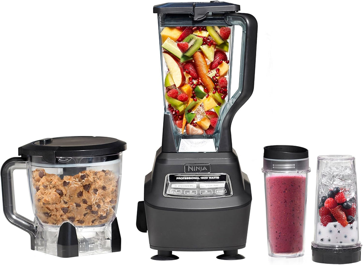 1500W Blender & Processor, 72oz Pitcher, 64oz Bowl, 16oz To-Go Cups, Black